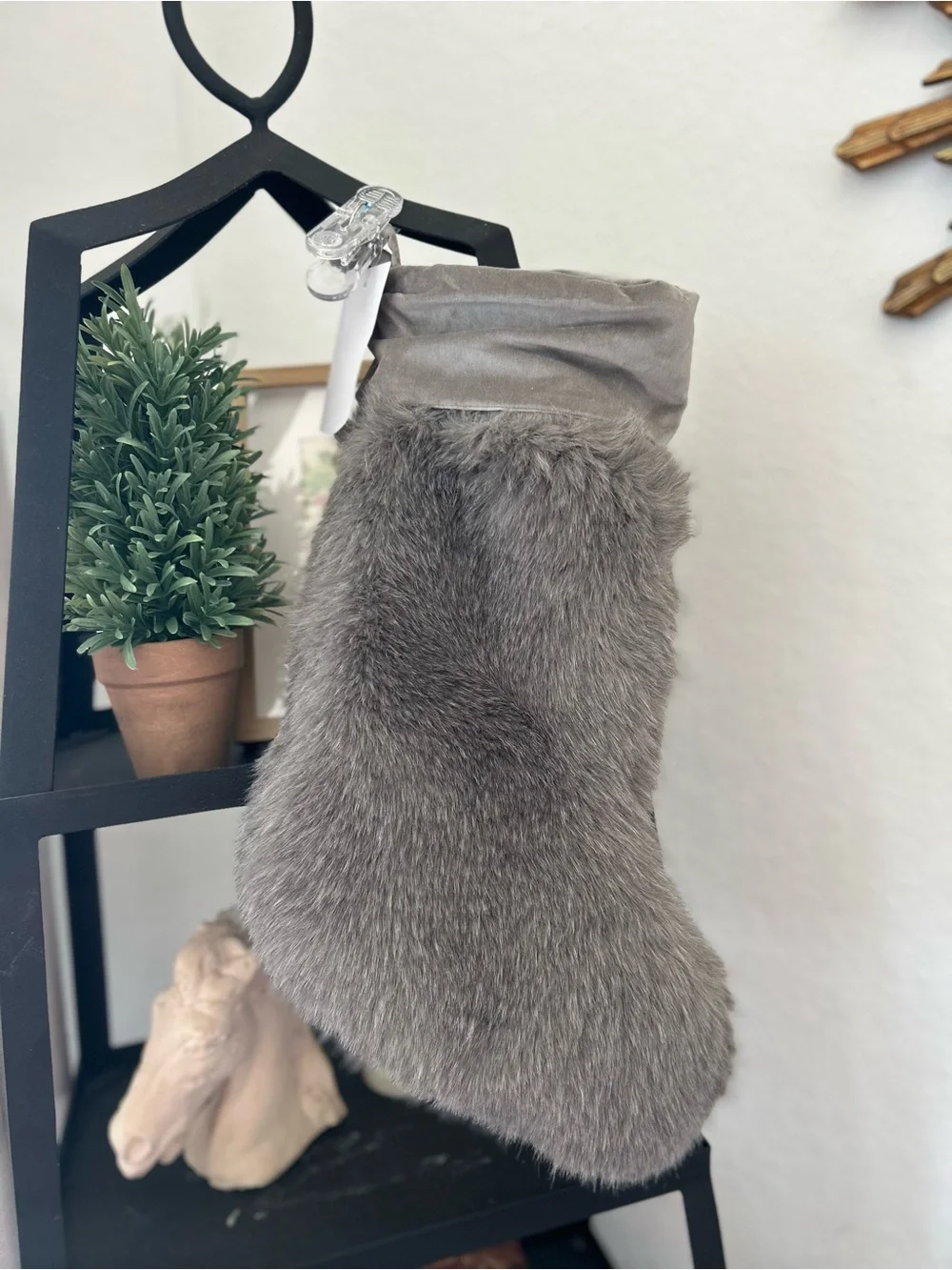 NWOT Pottery Barn Faux Mink Grey Stockings